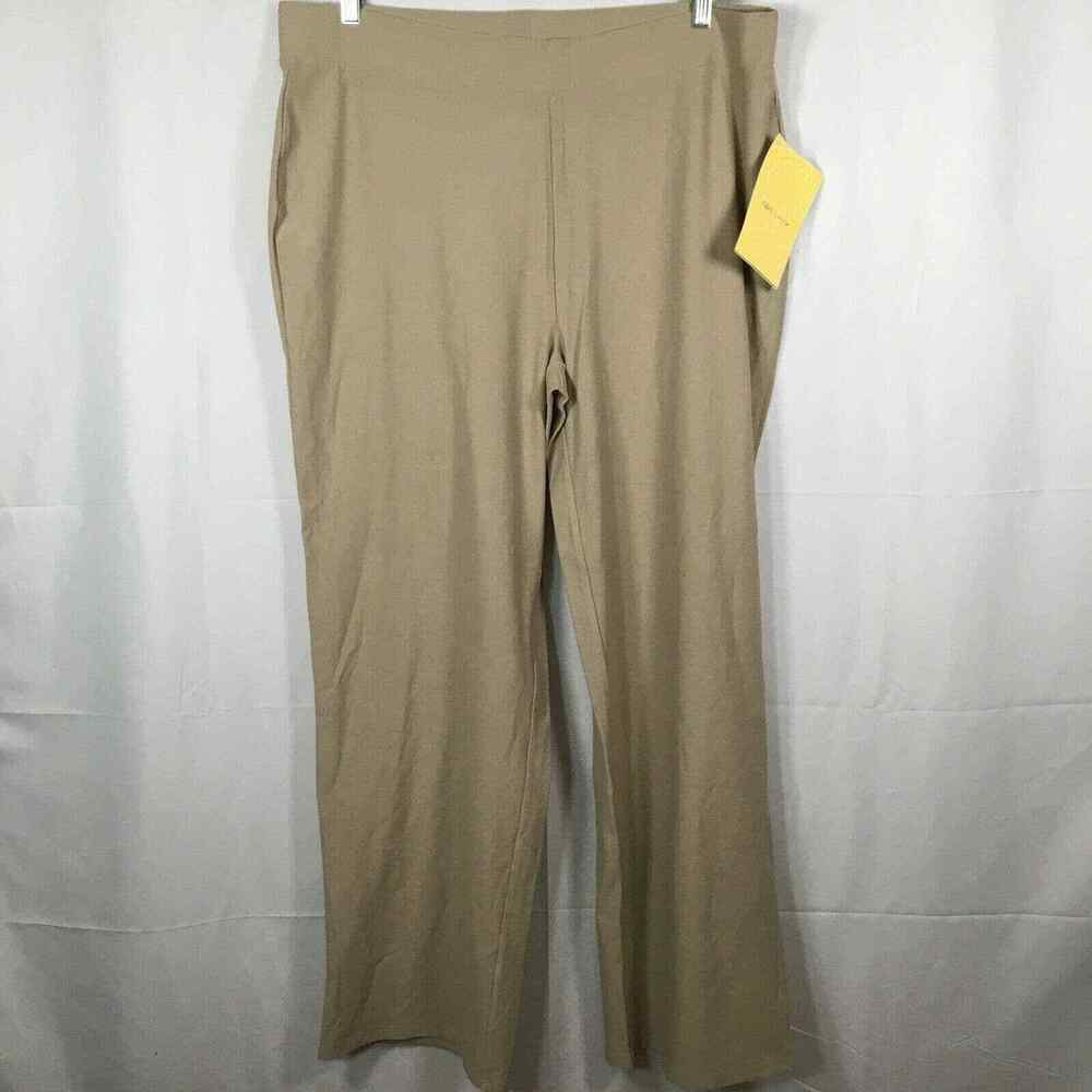 NWT‎ Modern Soul Pants Womens Sz 1X Beige Tan Stretch Knit Wide Leg Pull On